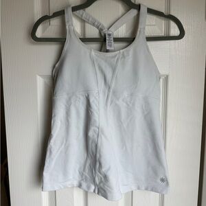 ATHLETA Workout Tank Top Racerback White Slim Fitting Built in Bra Flare Size S
